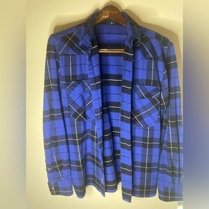 7 For All Mankind Oversized Blue Checkered Shirt Jacket - S